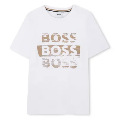 WHITE TSHIRT TRIPLE LOGO PRINT SHORT SLEEVE / J52366-10P