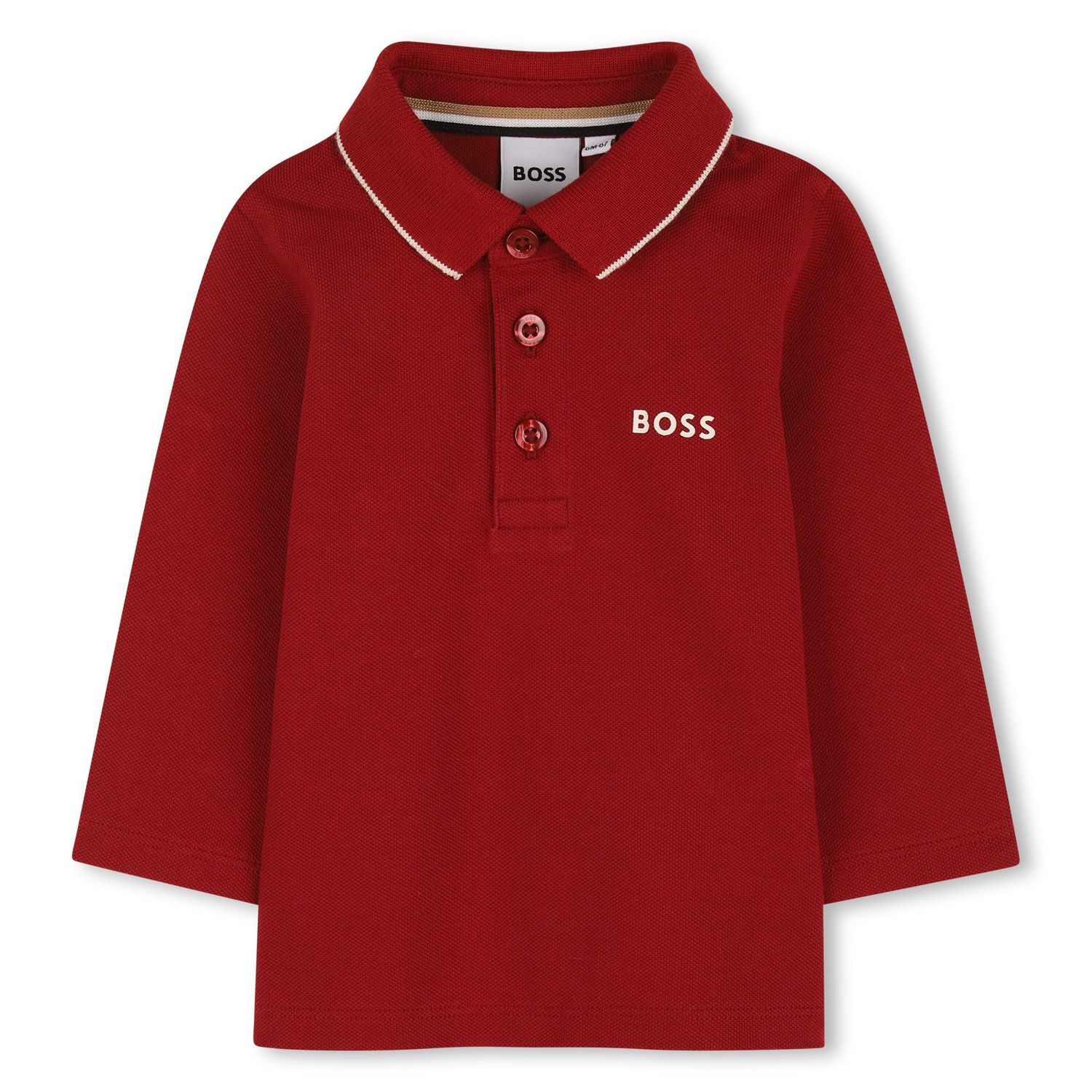 DARK RED POLO TOP WHIT LOGO LONG SLEEVE / J52449-96D
