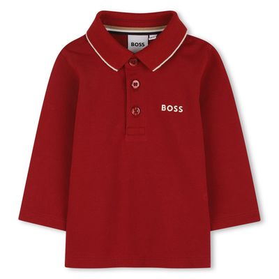 DARK RED POLO TOP WHIT LOGO LONG SLEEVE / J52449-96D