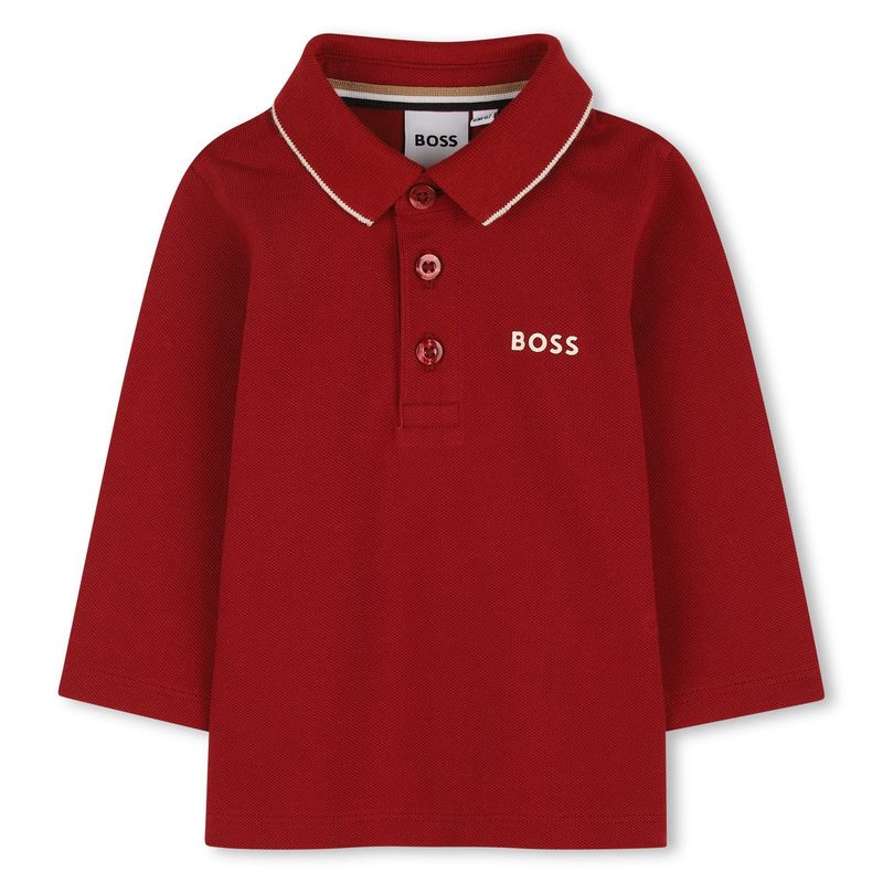 DARK RED POLO TOP WHIT LOGO LONG SLEEVE / J52449-96D