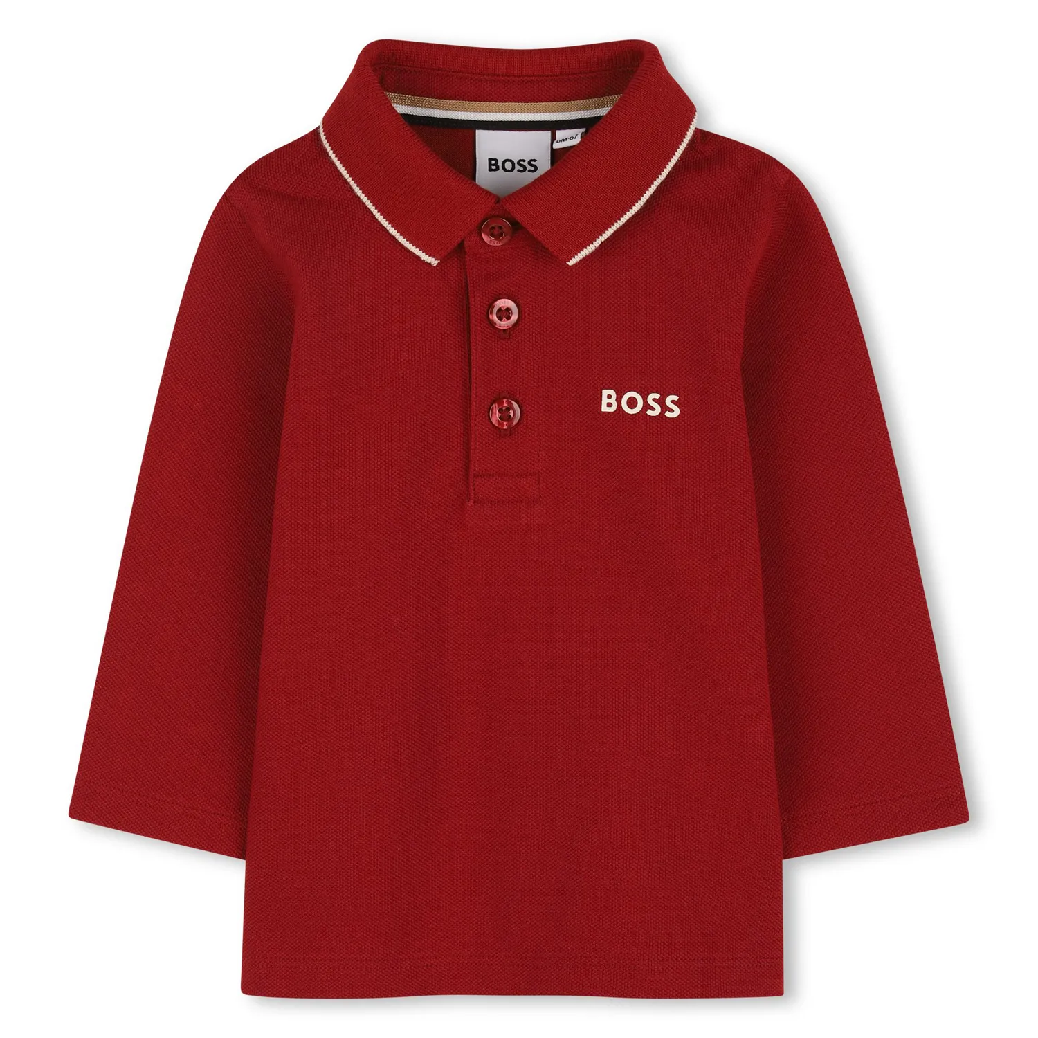 DARK RED POLO TOP WHIT LOGO LONG SLEEVE / J52449-96D