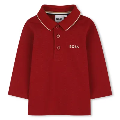 DARK RED POLO TOP WHIT LOGO LONG SLEEVE / J52449-96D
