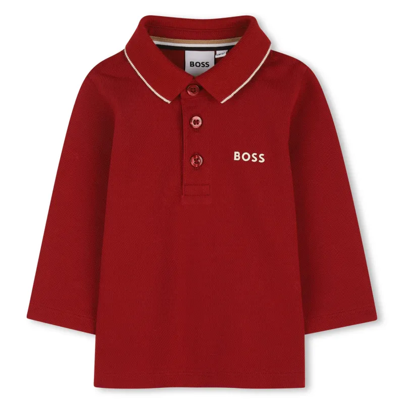DARK RED POLO TOP WHIT LOGO LONG SLEEVE / J52449-96D