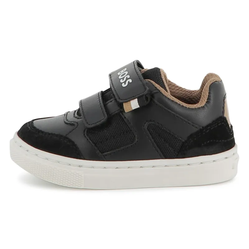 BLACK TRAINER SHOE LEATHER & SWEDE / J52577-09B