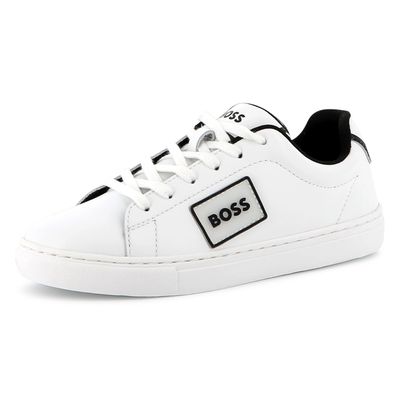 WHITE SHOE WITH LACES BLK LOGO / J52554-10P
