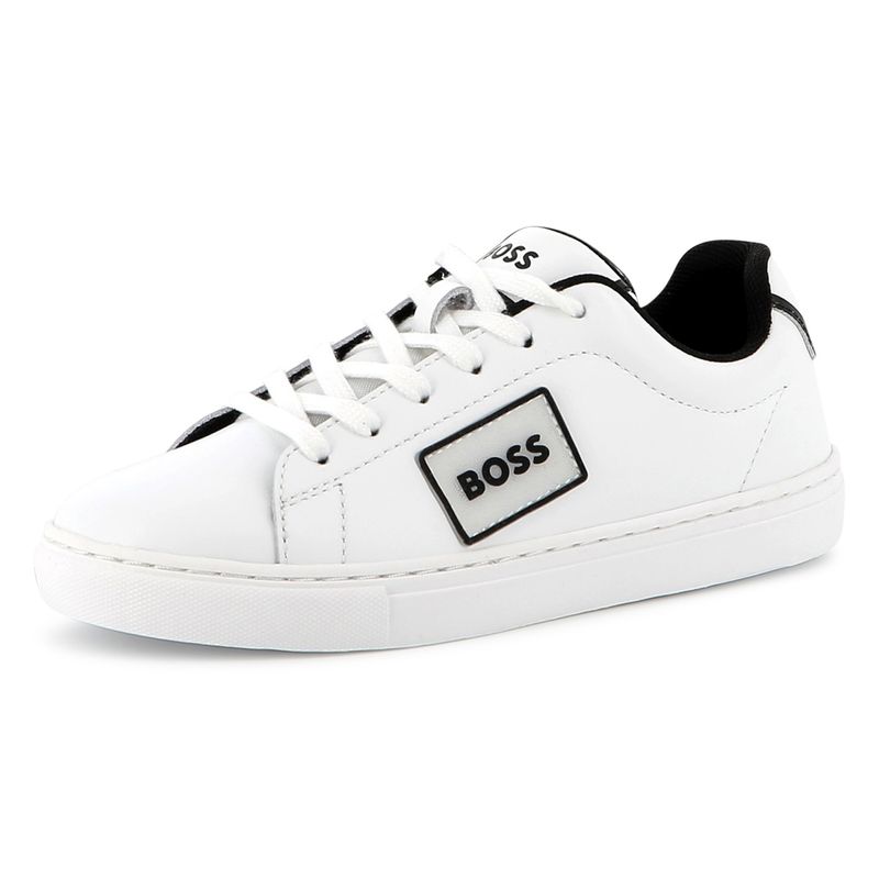 WHITE SHOE WITH LACES BLK LOGO / J52554-10P