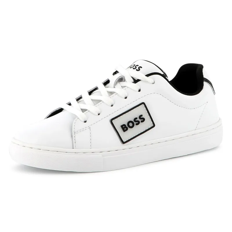 WHITE SHOE WITH LACES BLK LOGO / J52554-10P