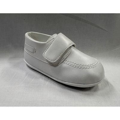 WHITE PLEATHER SHOE VELCRO CLOSURE / LM17