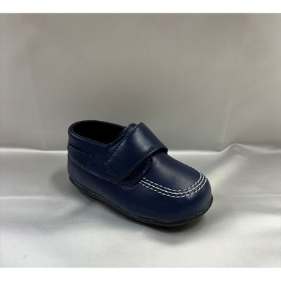NAVY BLUE PLEATHER SHOE VELCRO CLOSURE WHT STITCHES / LM17