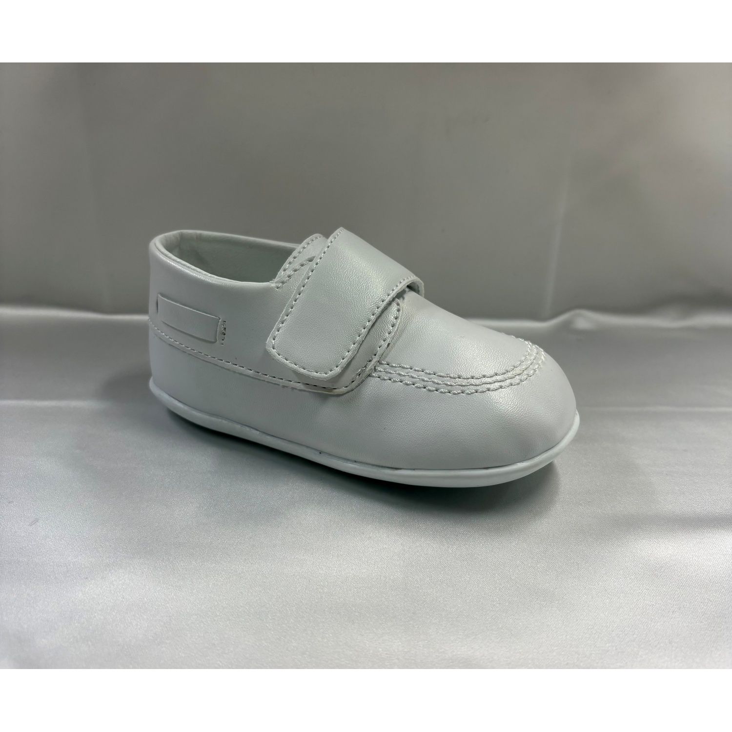 COGNAC PLEATHER SHOE VELCRO CLOSURE WHT STITCHES / LM17 COGNAC PLEATHER SHOE VELCRO CLOSURE WHT STITCHES / LM17