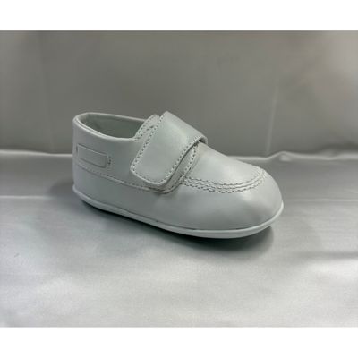 COGNAC PLEATHER SHOE VELCRO CLOSURE WHT STITCHES / LM17