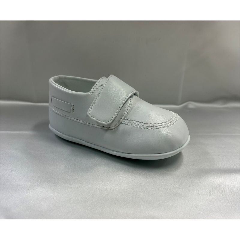 COGNAC PLEATHER SHOE VELCRO CLOSURE WHT STITCHES / LM17