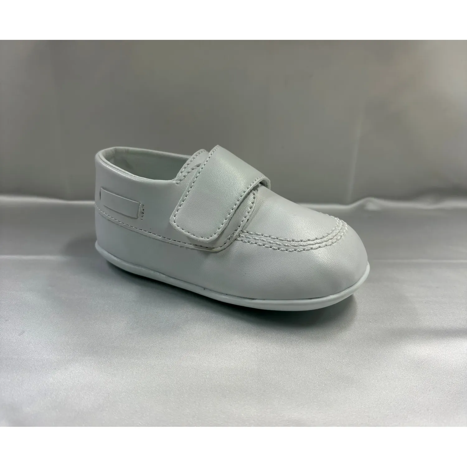 COGNAC PLEATHER SHOE VELCRO CLOSURE WHT STITCHES / LM17