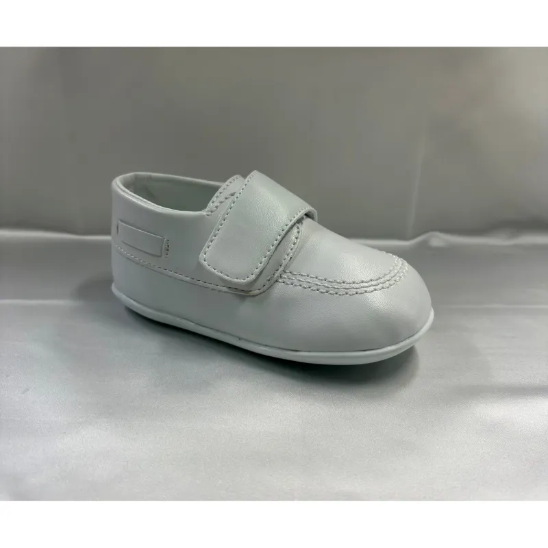 COGNAC PLEATHER SHOE VELCRO CLOSURE WHT STITCHES / LM17