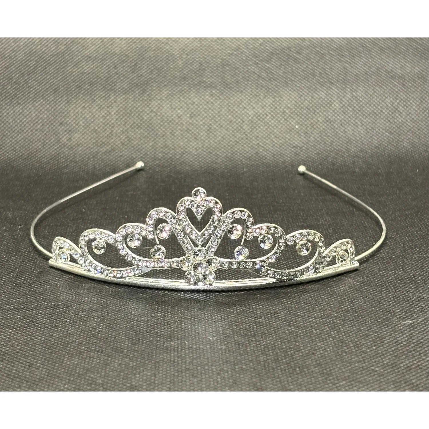 RHINESTONE & SILVER TIARA LARGE RHINESTONES TRIM / E