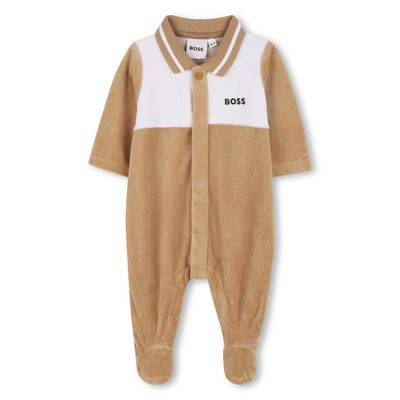 LIGHT BROWN & WHT POLO SLEEPER BOSS LOGO FRONT CLOSURE / J52522-269