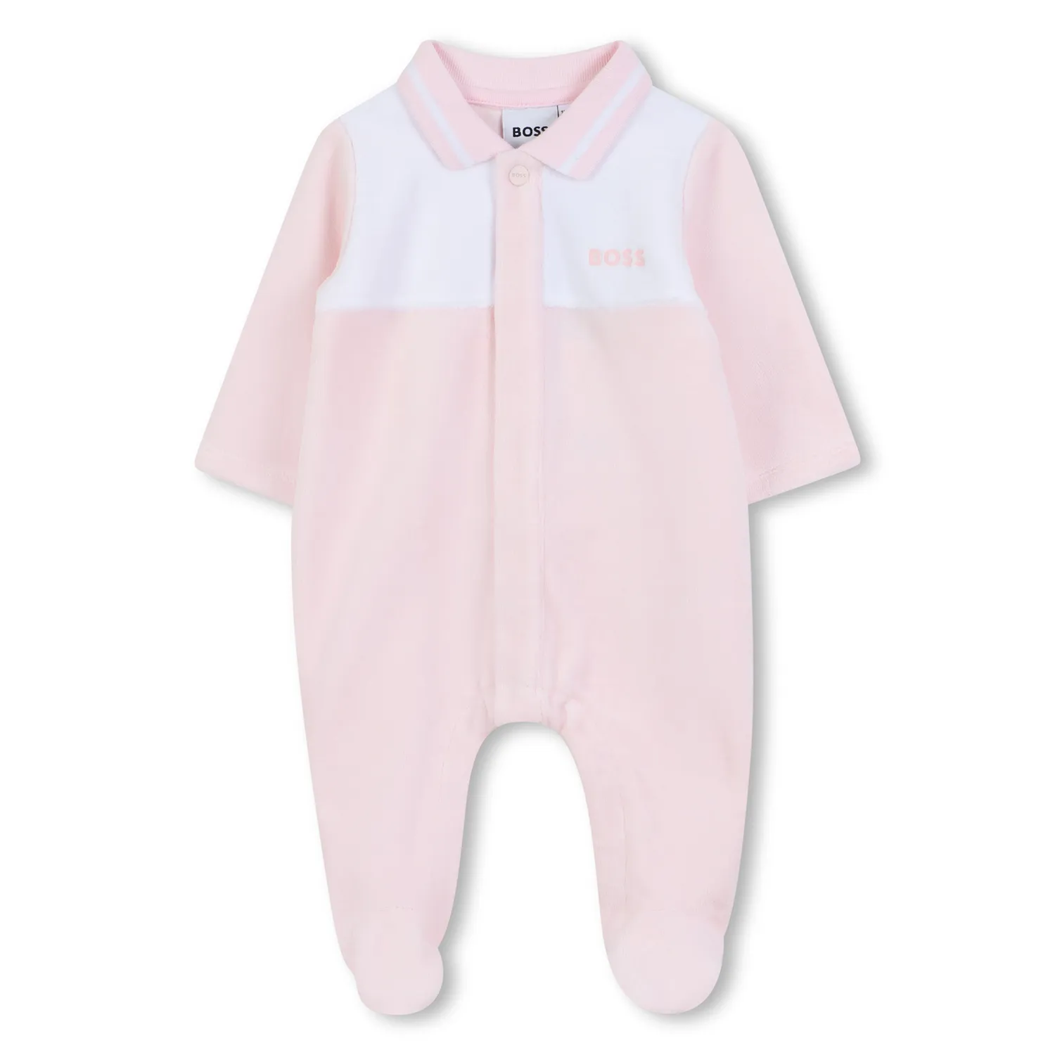 PALE PINK VELOUR SLEEPER WHT TRIM FRONT CLOSURE / J52725-44L