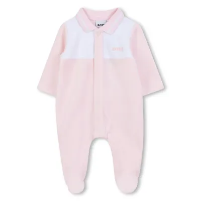 PALE PINK VELOUR SLEEPER WHT TRIM FRONT CLOSURE / J52725-44L
