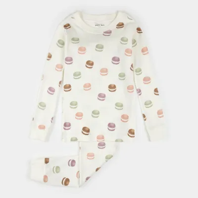 BEIGE 2PC PYJAMA SET LONG COOKIE PRINT / 25FRS16Q01K