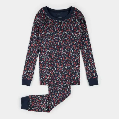 NAVY FLORAL 2PC PYJAMA RED LONG / 25FRS32Q01K