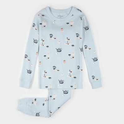 2PC LIGHT BLUE PYJAMA TEA PARTY PRINT / 25FRS16Q02K