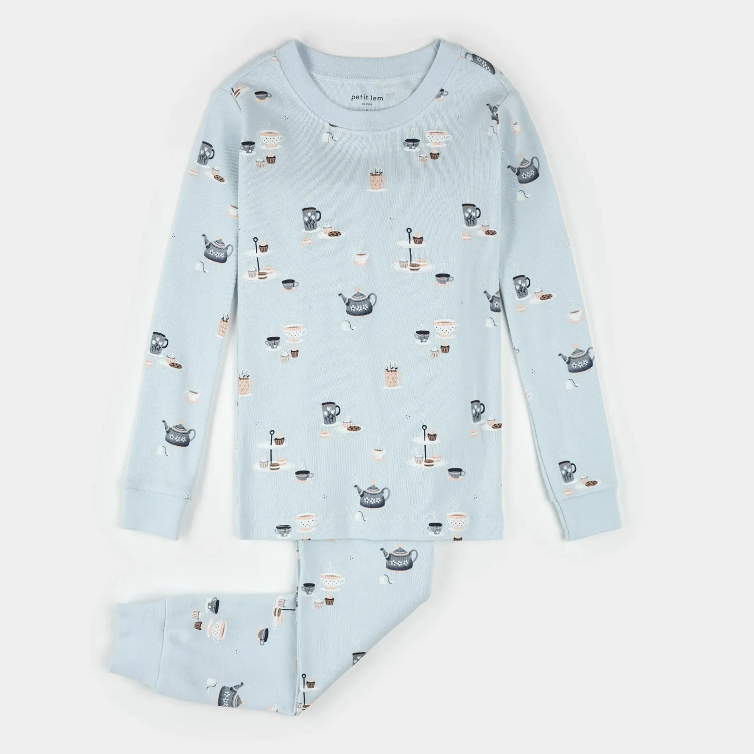 2PC LIGHT BLUE PYJAMA TEA PARTY PRINT / 25FRS16Q02K
