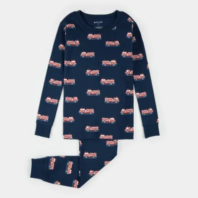 NAVY 2PC PYJAMA RED FIRETRUCK PRINT / 25FRS31Q02K
