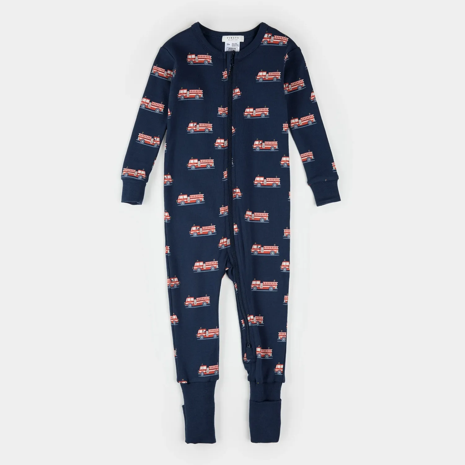 NAVY CONVERTIBLE SLEEPER RED FIRE TRUCK PRINT / 25FGL31Q04B