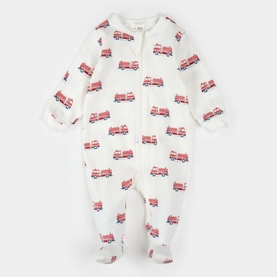 OFF WHITE SLEEPER RED FIRE TRUCK PRINT 2WAY ZIPPER FRONT CLOSURE / 25FGL31P01B