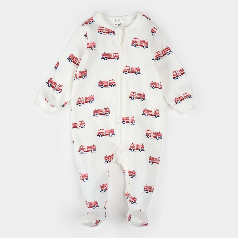 OFF WHITE SLEEPER RED FIRE TRUCK PRINT 2WAY ZIPPER FRONT CLOSURE / 25FGL31P01B