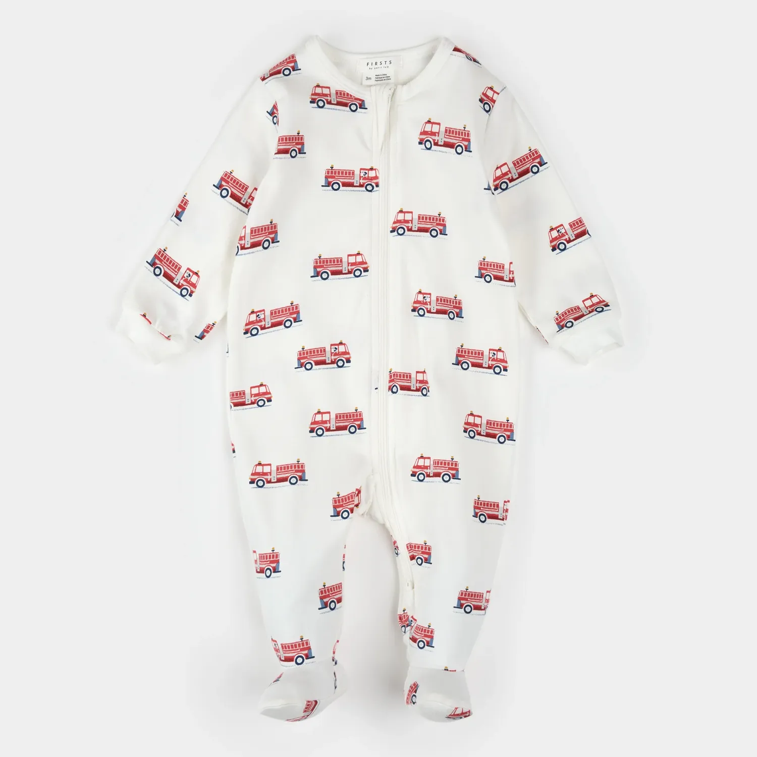 OFF WHITE SLEEPER RED FIRE TRUCK PRINT 2WAY ZIPPER FRONT CLOSURE / 25FGL31P01B