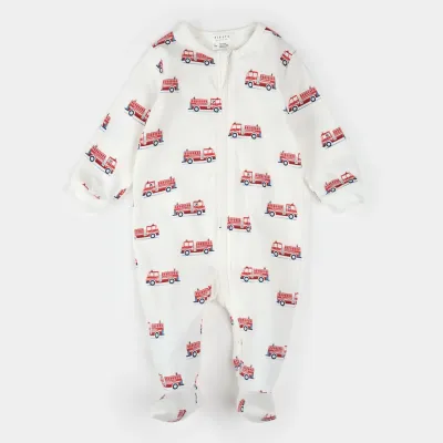 OFF WHITE SLEEPER RED FIRE TRUCK PRINT 2WAY ZIPPER FRONT CLOSURE / 25FGL31P01B