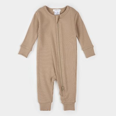 LIGHT BROWN SLEEPER NO FEET RIBBED 2WAY ZIPPER CLOSURE / 25FGL33Q01B
