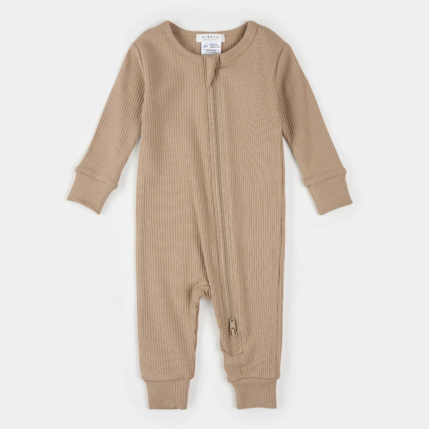 LIGHT BROWN SLEEPER NO FEET RIBBED 2WAY ZIPPER CLOSURE / 25FGL33Q01B
