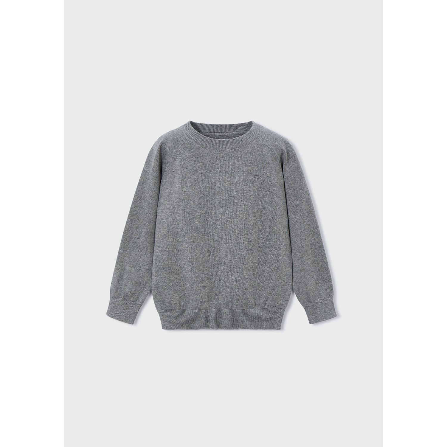 GREY KNIT SWEATER ROUND COLLAR / 323-013