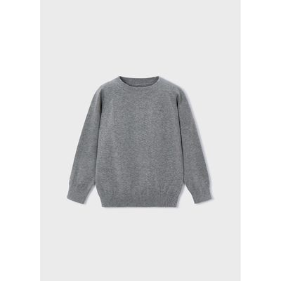 GREY KNIT SWEATER ROUND COLLAR / 323-013