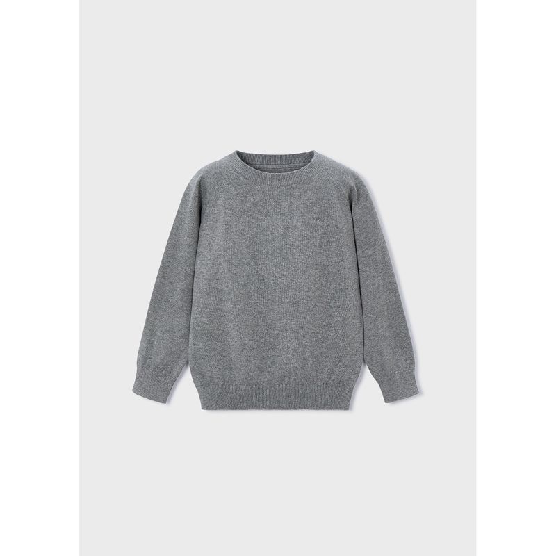 GREY KNIT SWEATER ROUND COLLAR / 323-013