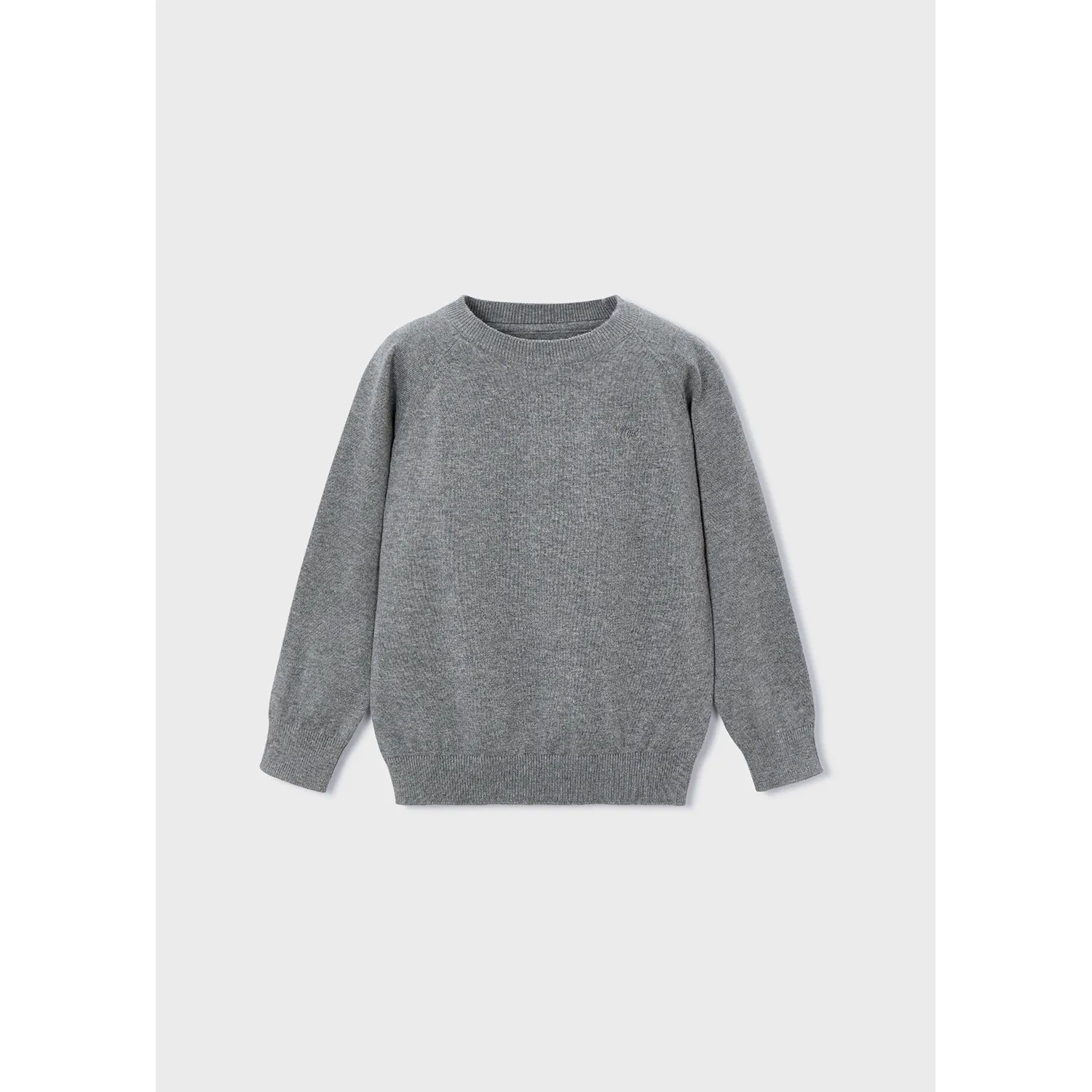 GREY KNIT SWEATER ROUND COLLAR / 323-013