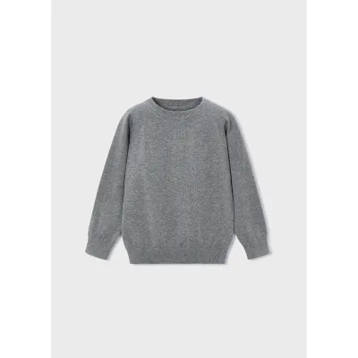 GREY KNIT SWEATER ROUND COLLAR / 323-013