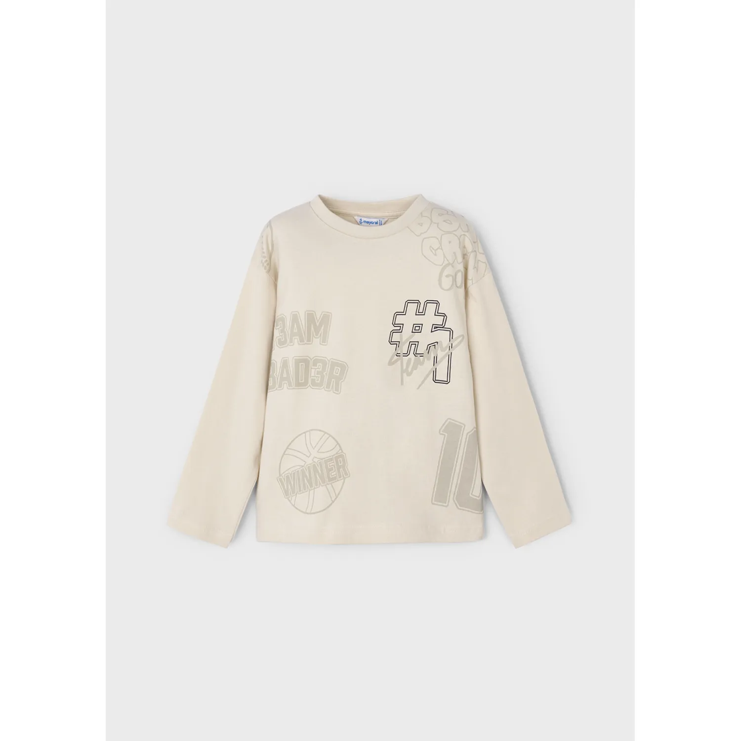 BEIGE TSHIRT T3AM PRINT LONG SLEEVE / 4074-070