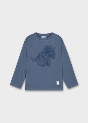 STEEL BLUE TSHIRT RHINO APPLIQUE LONG SLEEVE / 4089-041