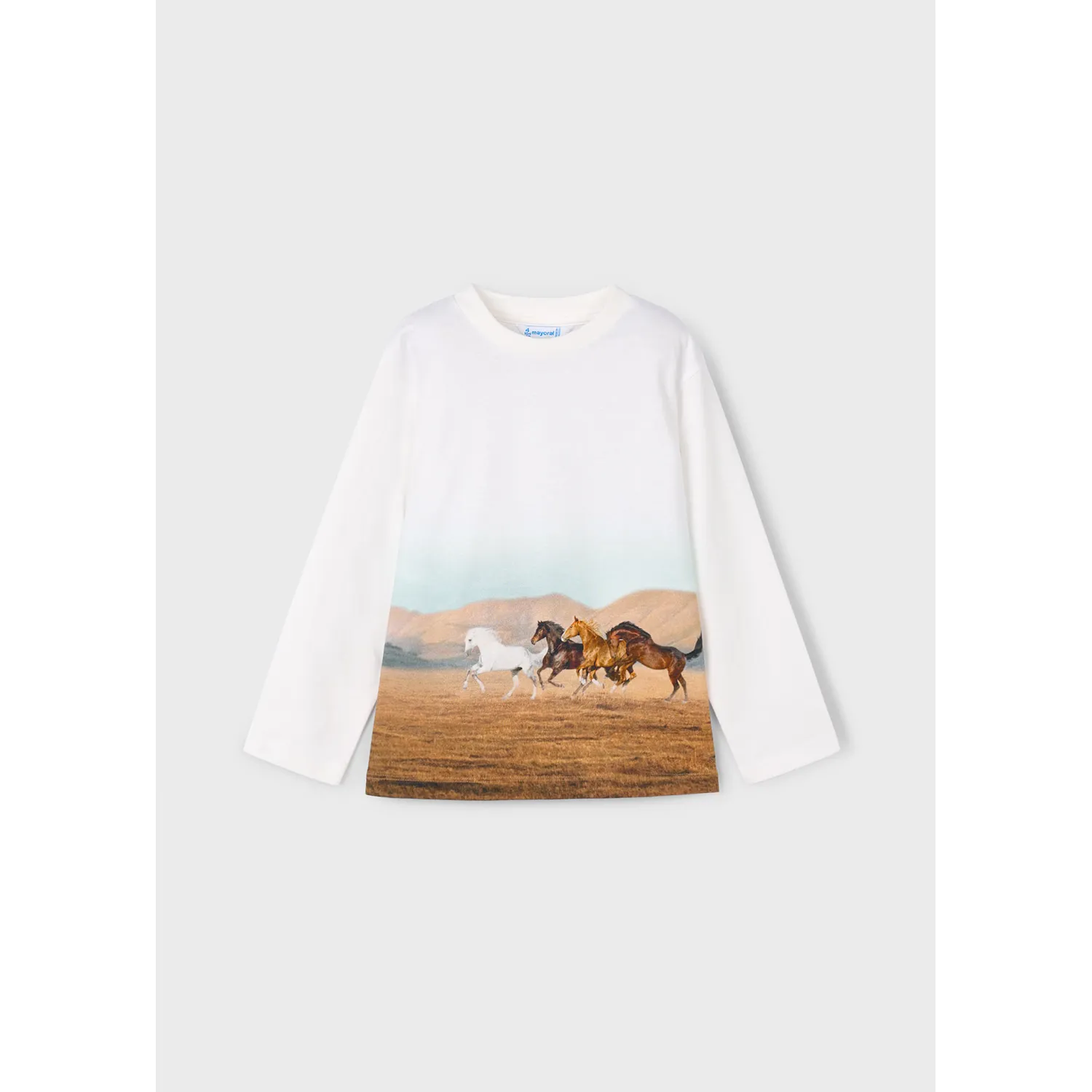 OFF WHITE BRWN HORSES PRINT LONG SLEEVE / 4094-010