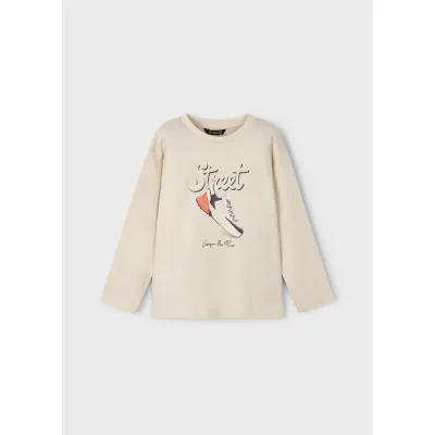 BEIGE TSHIRT SNEAKER PRINT LONG SLEEVE / 4079-056