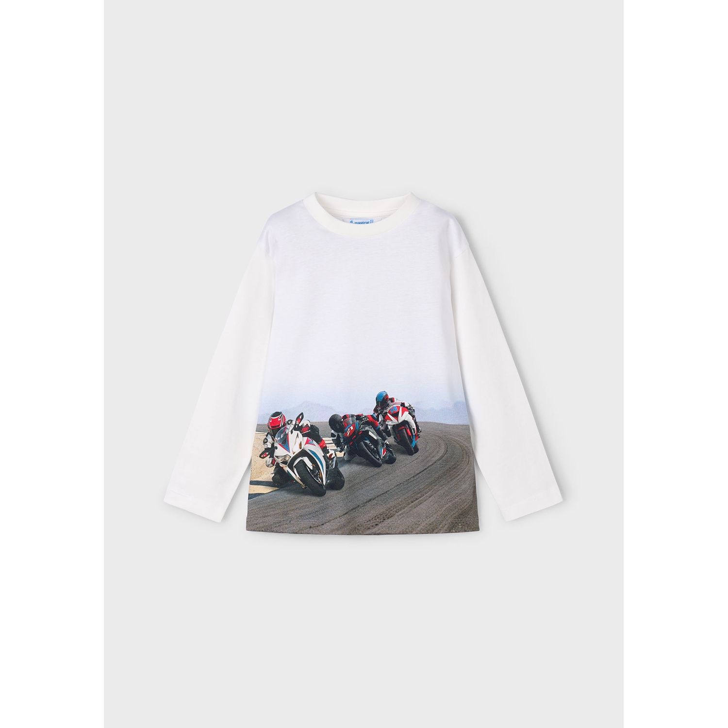 CREAM TSHIRT MOTORCYCLE RACERS PRINT / 4094-011