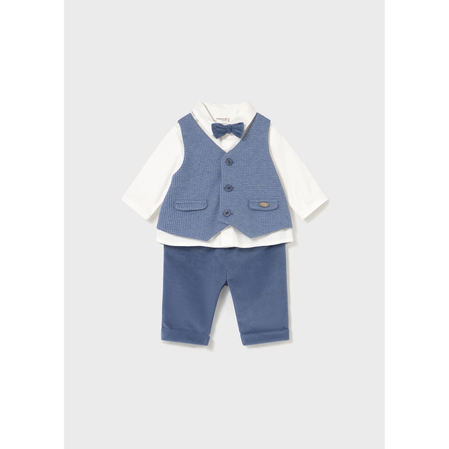 BLUE 4PC VEST SHIRT & PANT SET / 2581-003