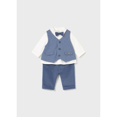 BLUE 4PC VEST SHIRT & PANT SET / 2581-003