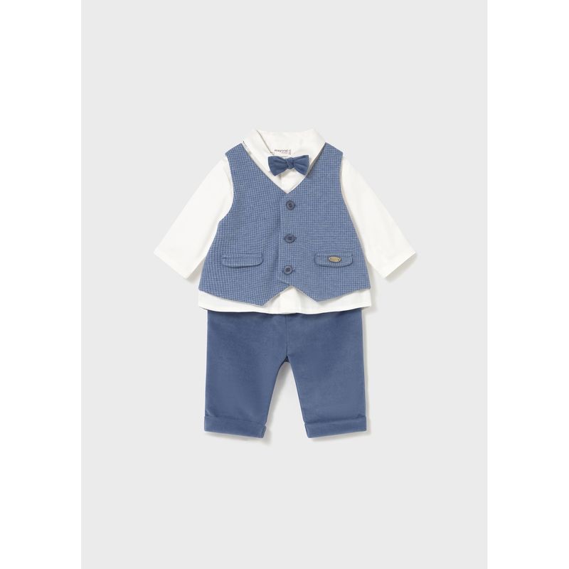 BLUE 4PC VEST SHIRT & PANT SET / 2581-003