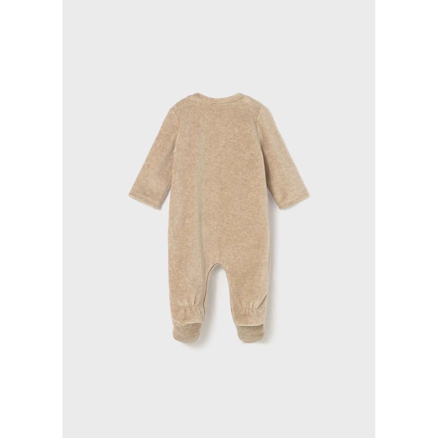 BEIGE VELOUR ONESIE 2 FOX APPLIQUE SIDE CLOSURE / 2719-053