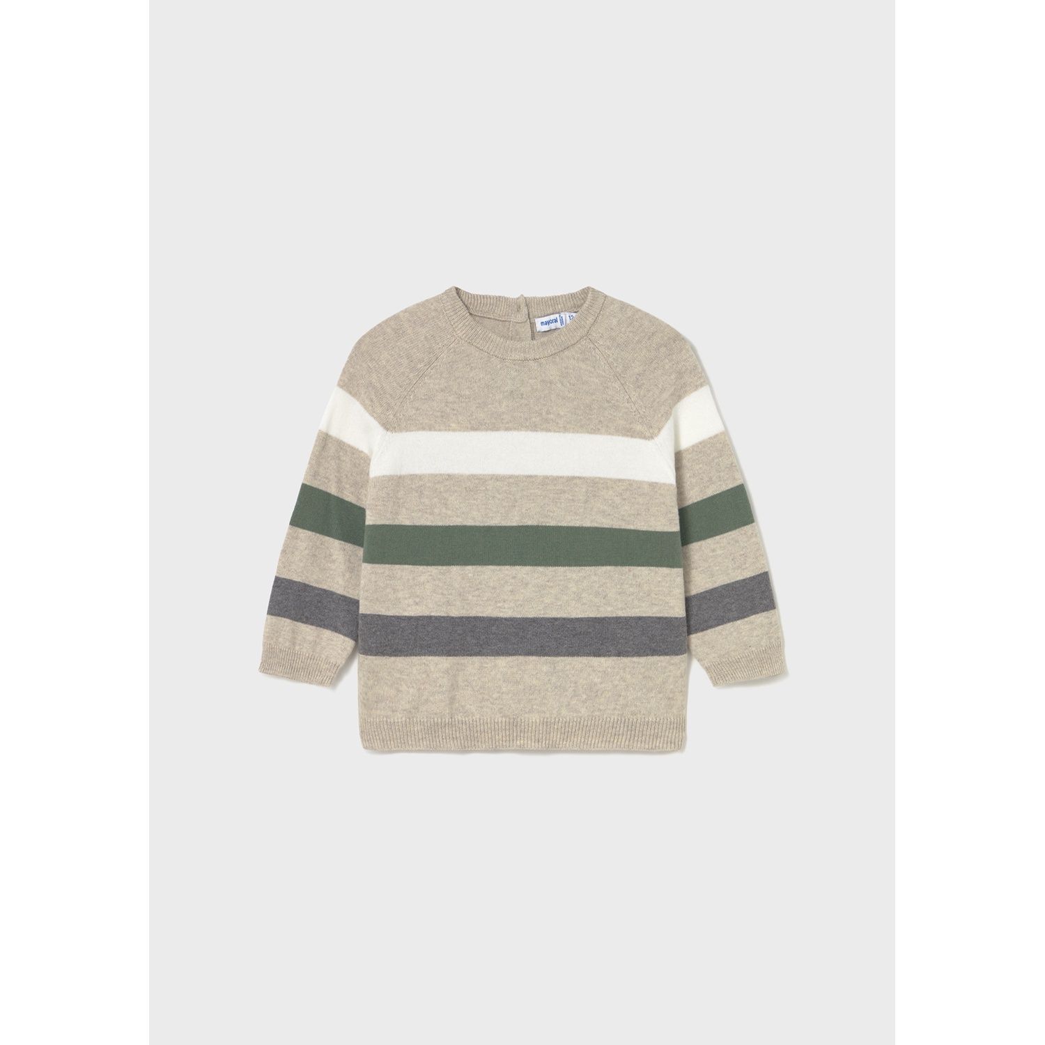 BEIGE SWEATER GREEN GREY STRIPE / 2342-010