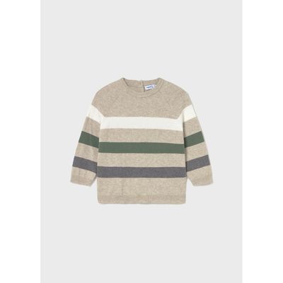 BEIGE SWEATER GREEN GREY STRIPE / 2342-010